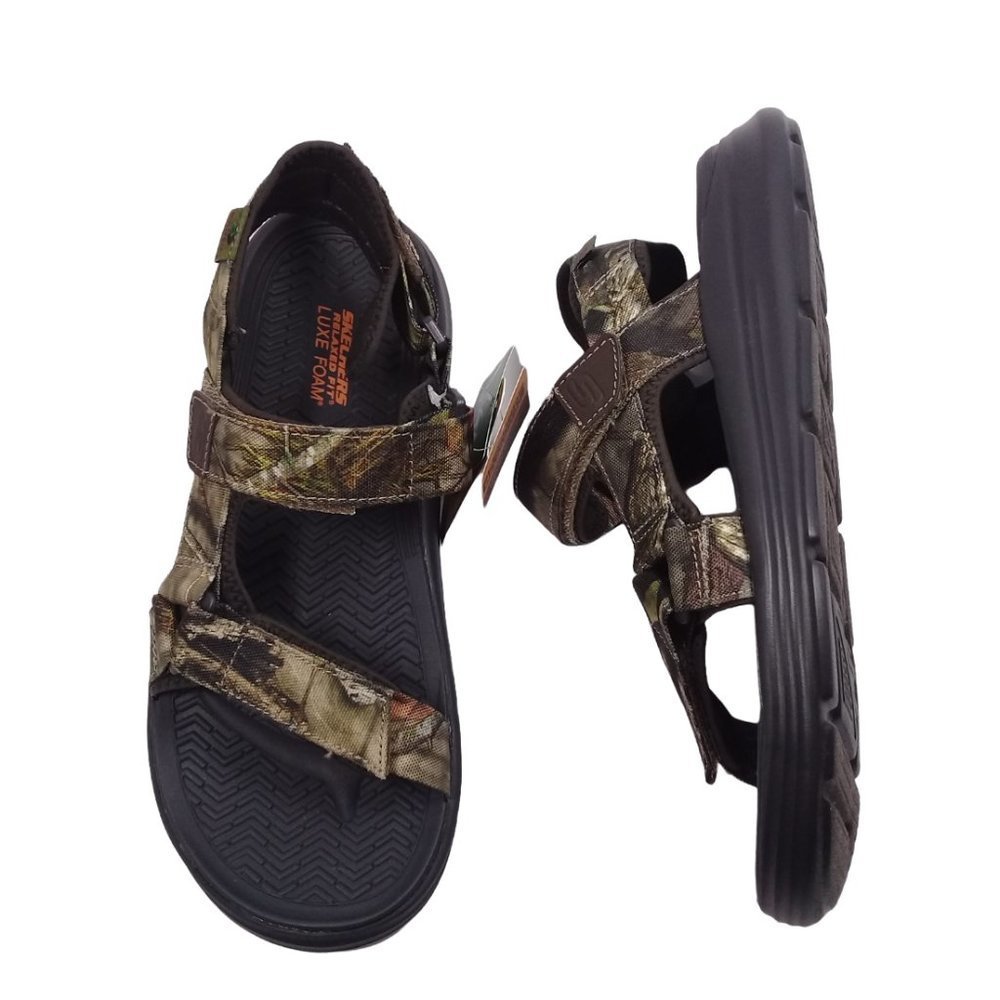 Skechers Men's NEW Sargo Namor Luxe Foam Camouflage Sandals Hook & Loop Straps - Picture 3 of 13